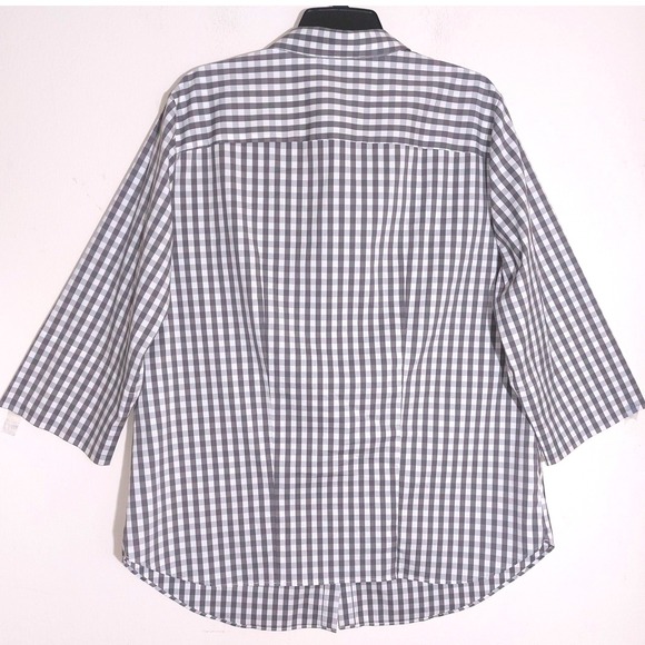 LAFAYETTE 148 NEW YORK Selvage Neck Gingham Check 3/4 Sleeve Blouse Size 2X EUC - Picture 6 of 10